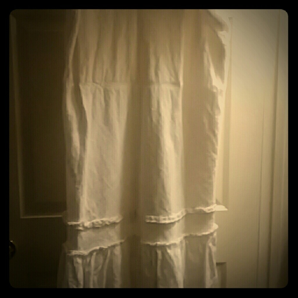 white linen shredded skirt